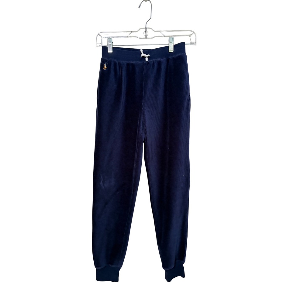 Polo Ralph Lauren Kids Navy Blue Corduroy Velour Joggers Size L 12-14 Sweatpants